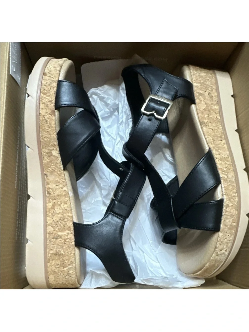 Dr. Scholl's Women's Once Again Black Strappy Wedge Buckle Sandals US 8 M New